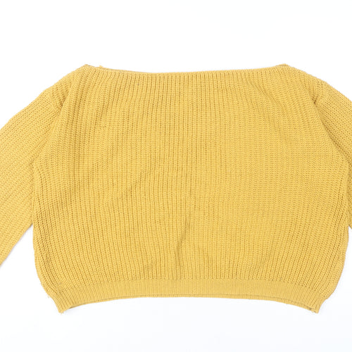 Missguided Women’s Yellow Chunky-Knit Pullover Jumper Size S
