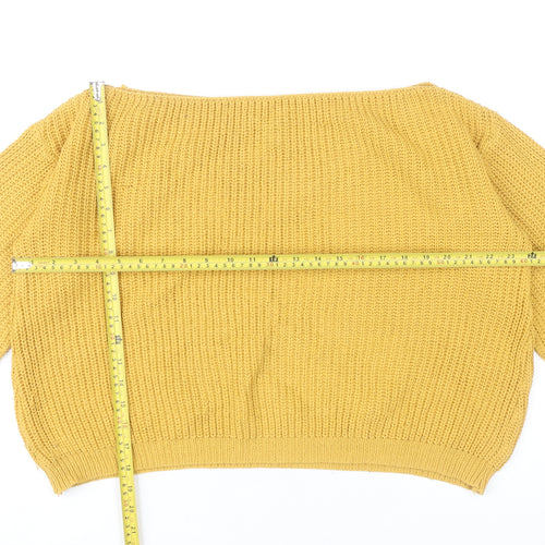 Missguided Women’s Yellow Chunky-Knit Pullover Jumper Size S
