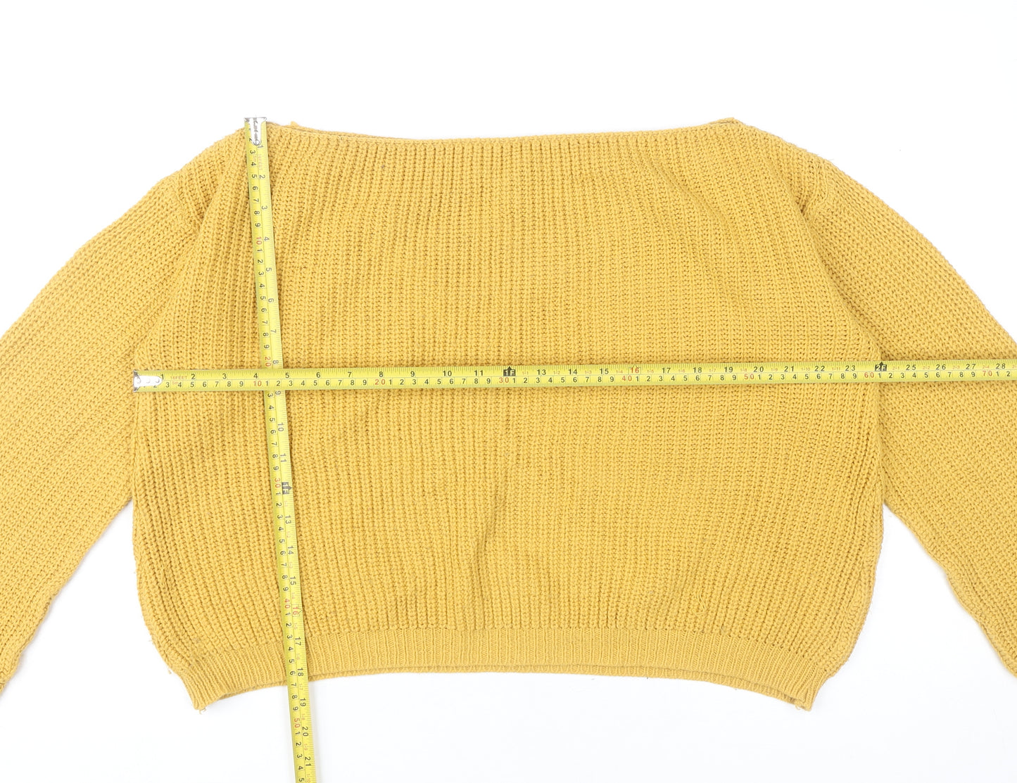 Missguided Women’s Yellow Chunky-Knit Pullover Jumper Size S