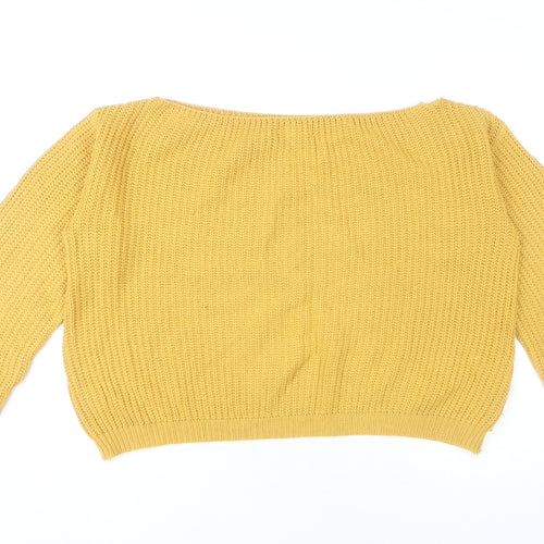 Missguided Women’s Yellow Chunky-Knit Pullover Jumper Size S