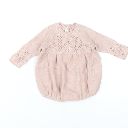 Mamas & Papas Unisex Baby Pink Knit Jumper 0-3M Long Sleeve Pullover