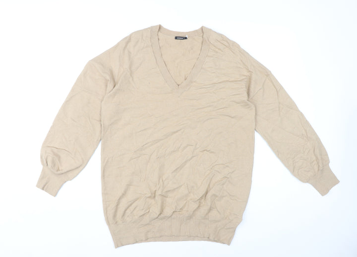 Roman Women’s Beige V-Neck Pullover Jumper Size 14 Knitwear