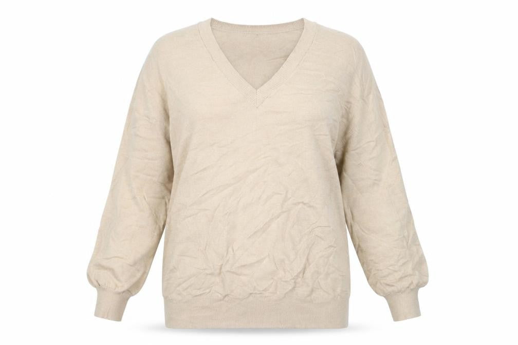 Roman Women’s Beige V-Neck Pullover Jumper Size 14 Knitwear