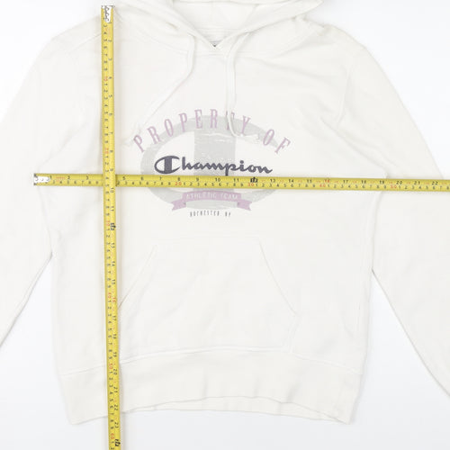 Champion Womens White Hoodie Size M Cotton Pullover Sweatshirt