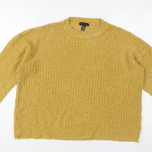 New Look Women’s Yellow Chunky Knit Jumper Size S Crew Neck