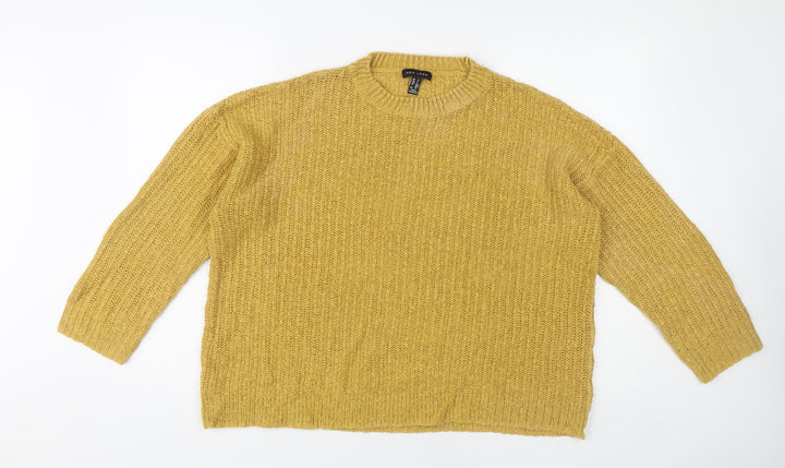 New Look Women’s Yellow Chunky Knit Jumper Size S Crew Neck