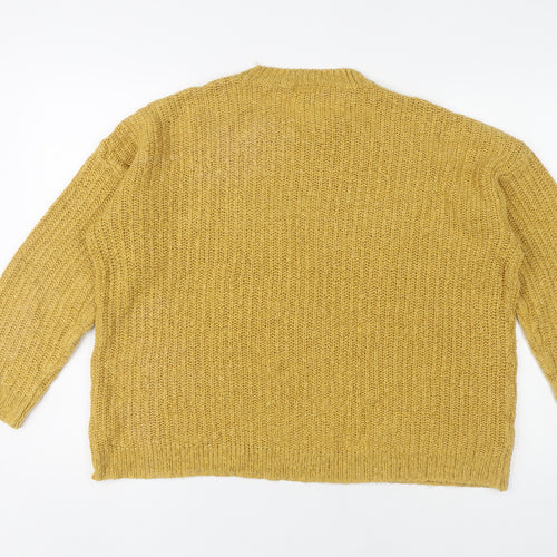 New Look Women’s Yellow Chunky Knit Jumper Size S Crew Neck