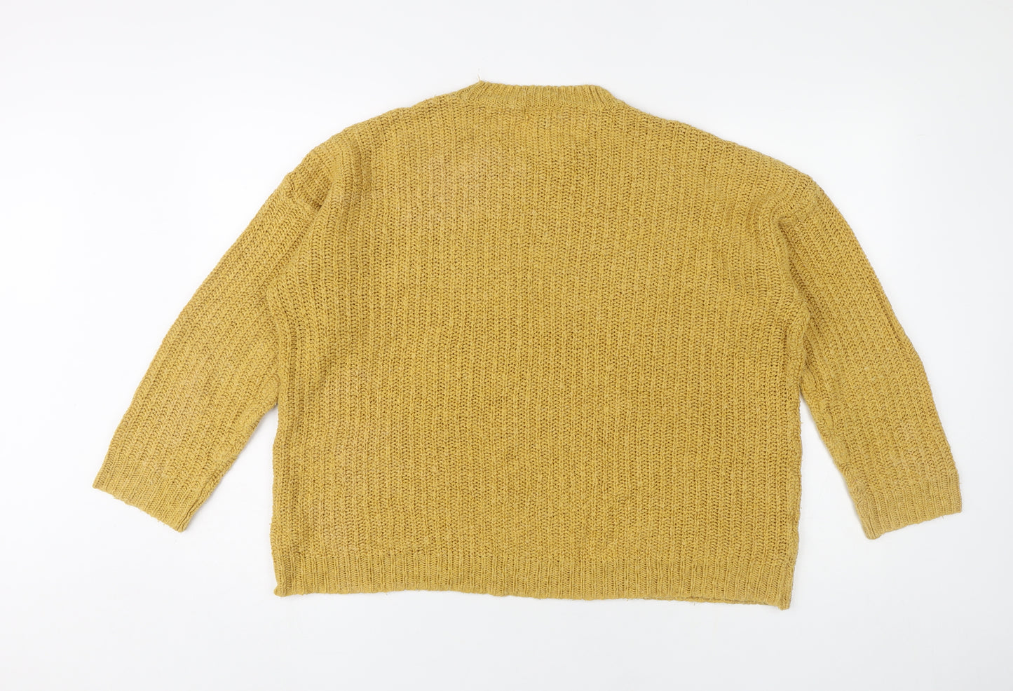 New Look Women’s Yellow Chunky Knit Jumper Size S Crew Neck