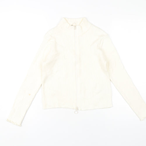 Marks and Spencer Girls Ivory Full Zip Knit Jumper 11-12 Years