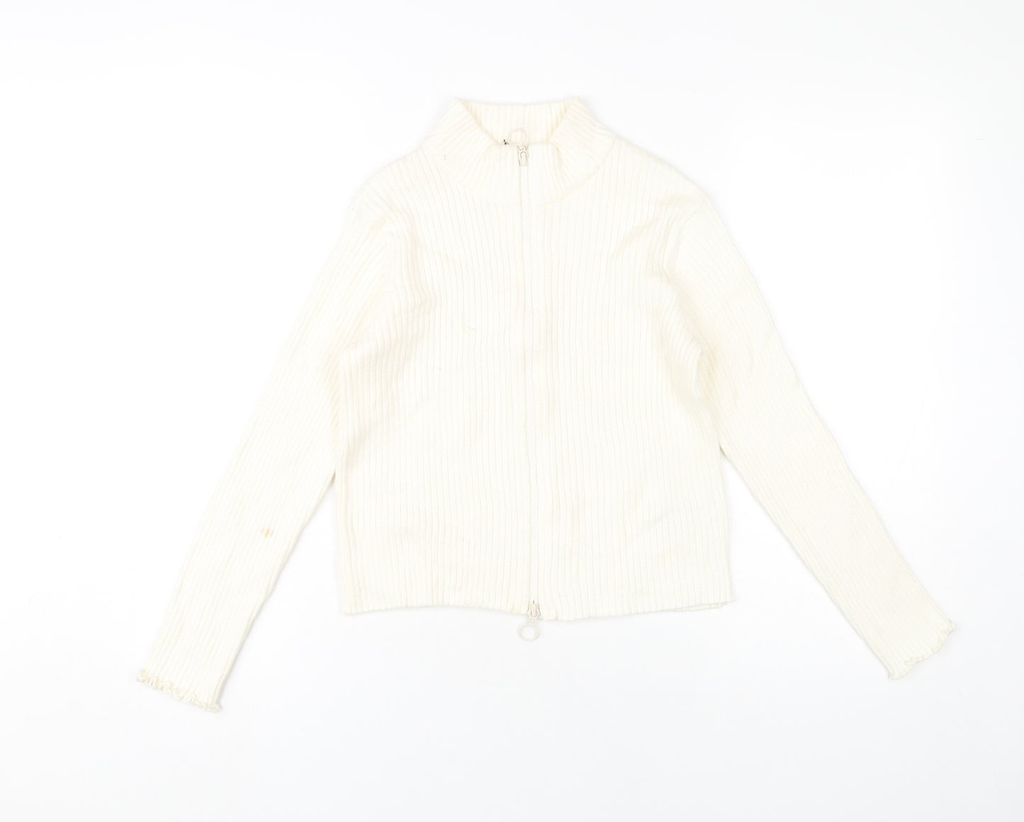 Marks and Spencer Girls Ivory Full Zip Knit Jumper 11-12 Years