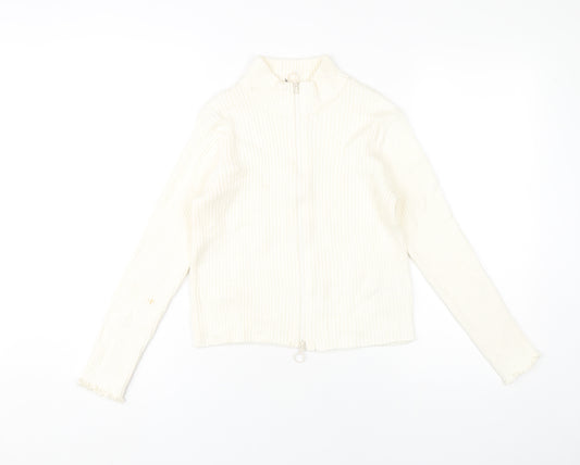 Marks and Spencer Girls Ivory Full Zip Knit Jumper 11-12 Years