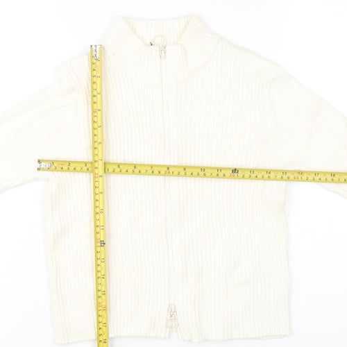 Marks and Spencer Girls Ivory Full Zip Knit Jumper 11-12 Years