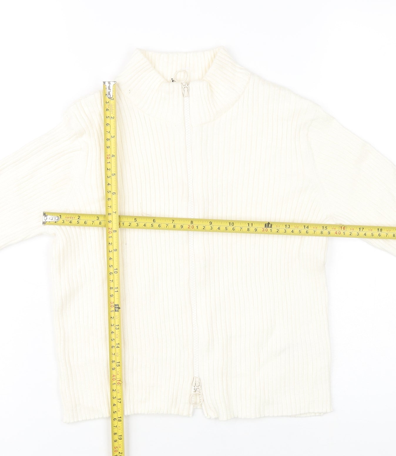Marks and Spencer Girls Ivory Full Zip Knit Jumper 11-12 Years