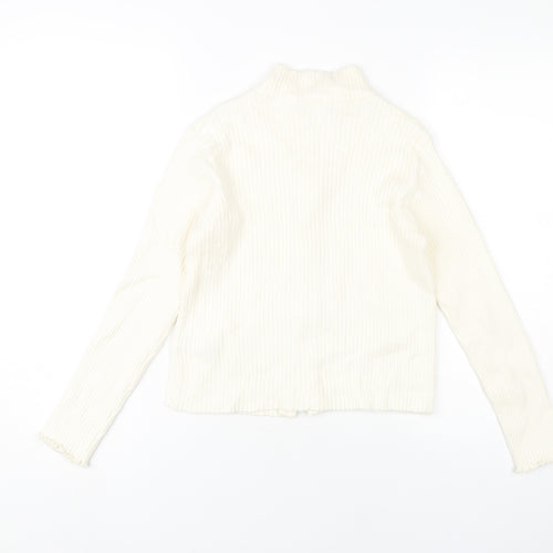 Marks and Spencer Girls Ivory Full Zip Knit Jumper 11-12 Years