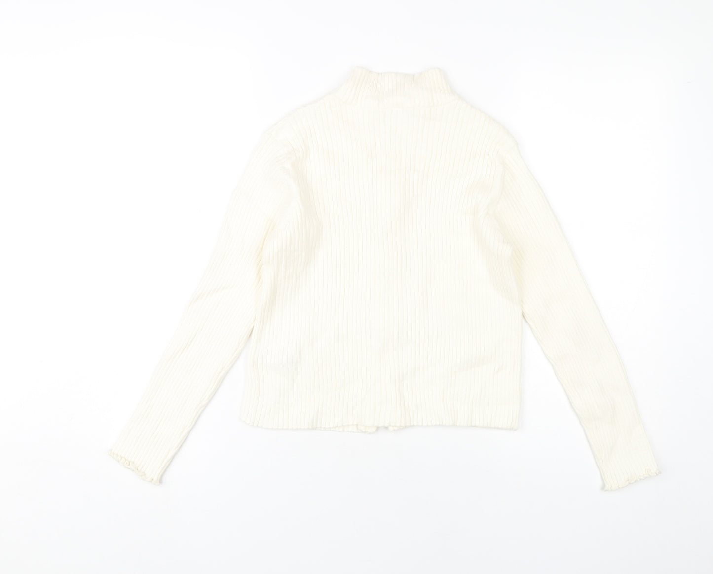 Marks and Spencer Girls Ivory Full Zip Knit Jumper 11-12 Years