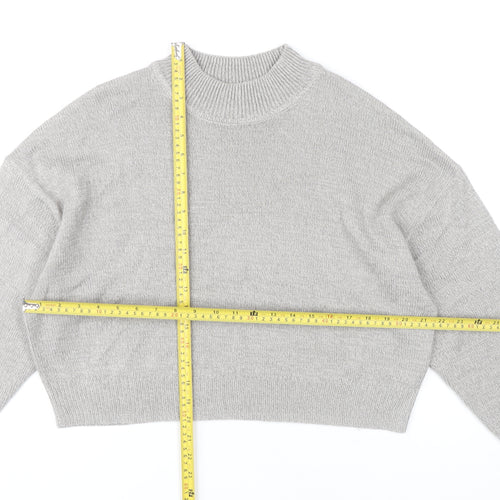 H&M Women’s Grey Mock Neck Jumper Size 12 Acrylic Long Sleeve
