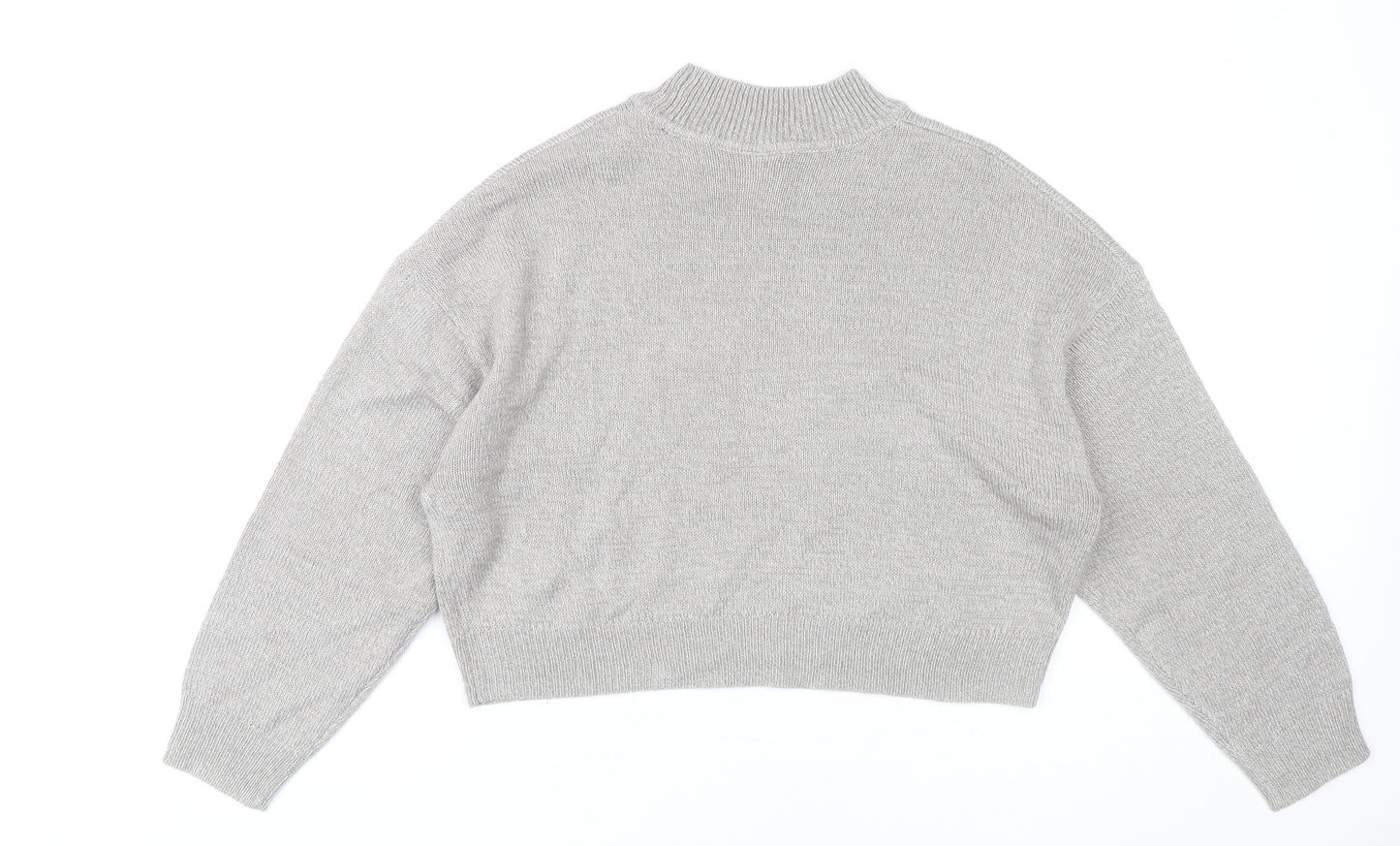 H&M Women’s Grey Mock Neck Jumper Size 12 Acrylic Long Sleeve
