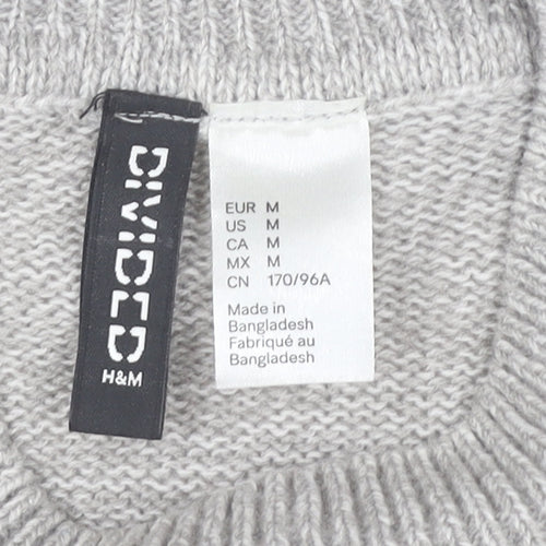 H&M Women’s Grey Mock Neck Jumper Size 12 Acrylic Long Sleeve