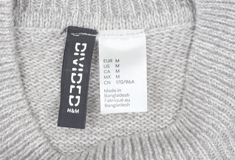 H&M Women’s Grey Mock Neck Jumper Size 12 Acrylic Long Sleeve