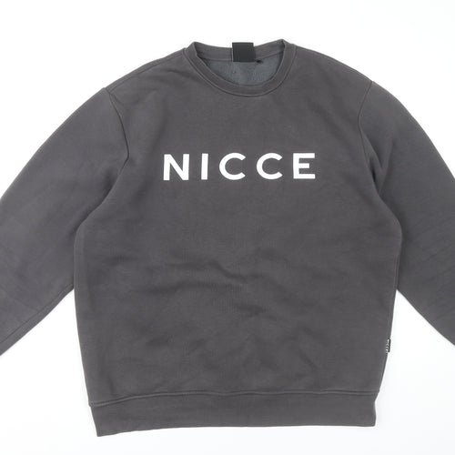 Nicce Men’s Grey Logo Pullover Sweatshirt L Regular Fit