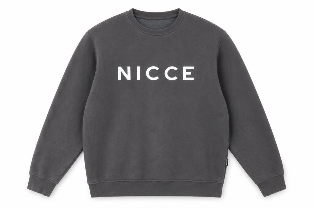 NICCE Men’s Grey Logo Pullover Sweatshirt L Regular Fit