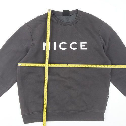 Nicce Men’s Grey Logo Pullover Sweatshirt L Regular Fit