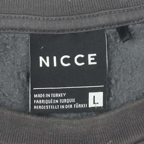 Nicce Men’s Grey Logo Pullover Sweatshirt L Regular Fit