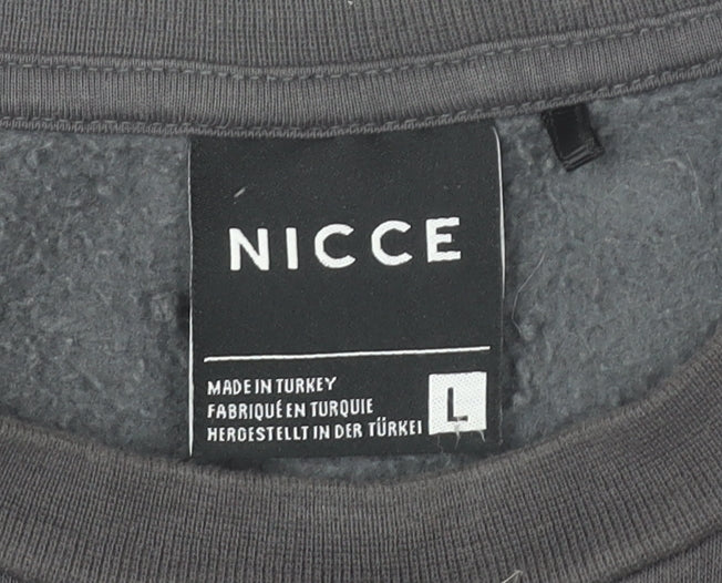 Nicce Men’s Grey Logo Pullover Sweatshirt L Regular Fit