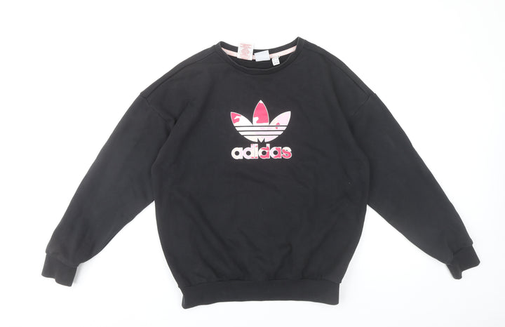 Adidas Girls Black Sweatshirt 13-14 Years Long Sleeve Crew Neck Pullover