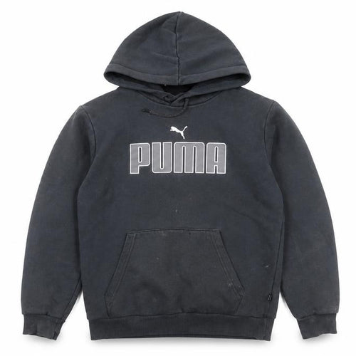 Puma Boys Black Pullover Hoodie XS Cotton Sports Logo