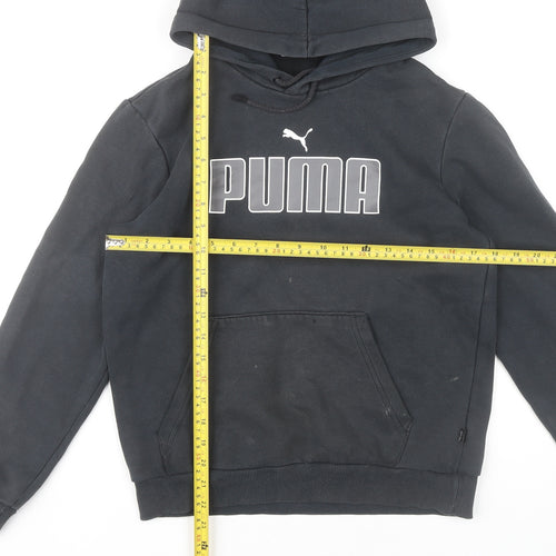 Puma Boys Black Pullover Hoodie XS Cotton Sports Logo