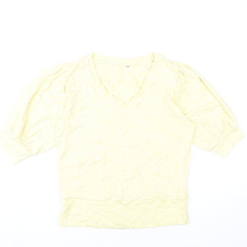 Next Women’s Yellow V-Neck Puff Sleeve Jumper Size 12