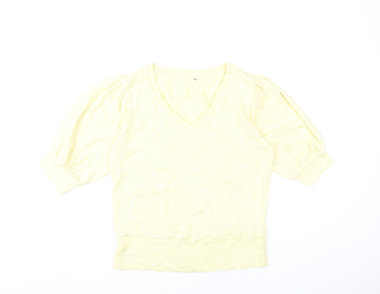 Next Women’s Yellow V-Neck Puff Sleeve Jumper Size 12