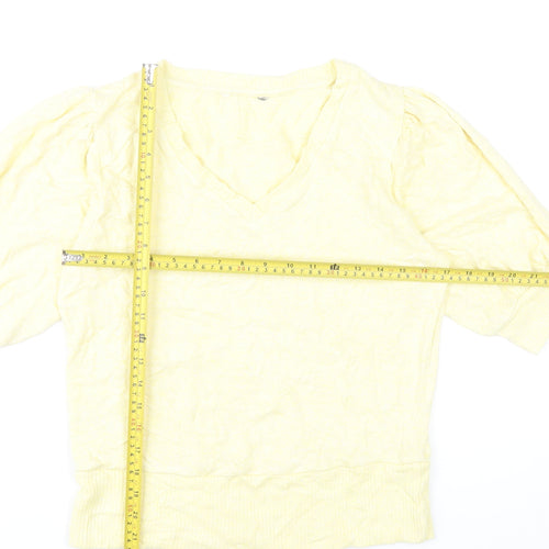 Next Women’s Yellow V-Neck Puff Sleeve Jumper Size 12