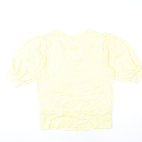 Next Women’s Yellow V-Neck Puff Sleeve Jumper Size 12