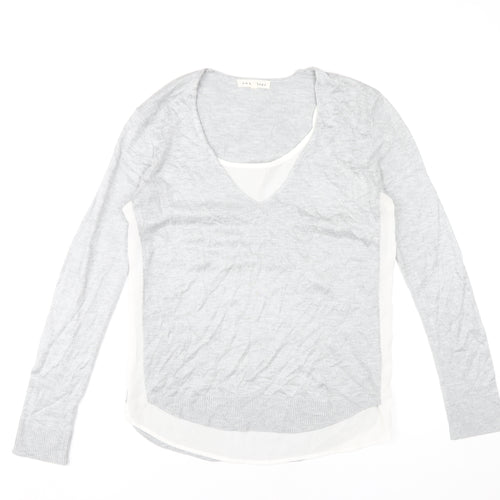 Retrology Women’s Grey V-Neck Pullover Jumper Size S Acrylic Rayon