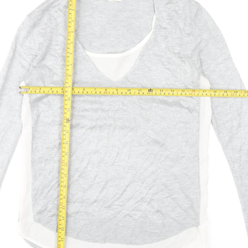Retrology Women’s Grey V-Neck Pullover Jumper Size S Acrylic Rayon