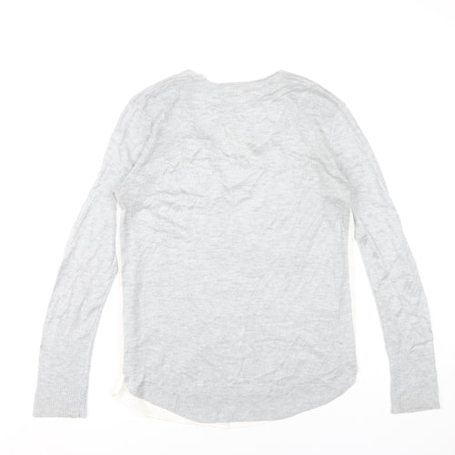 Retrology Women’s Grey V-Neck Pullover Jumper Size S Acrylic Rayon