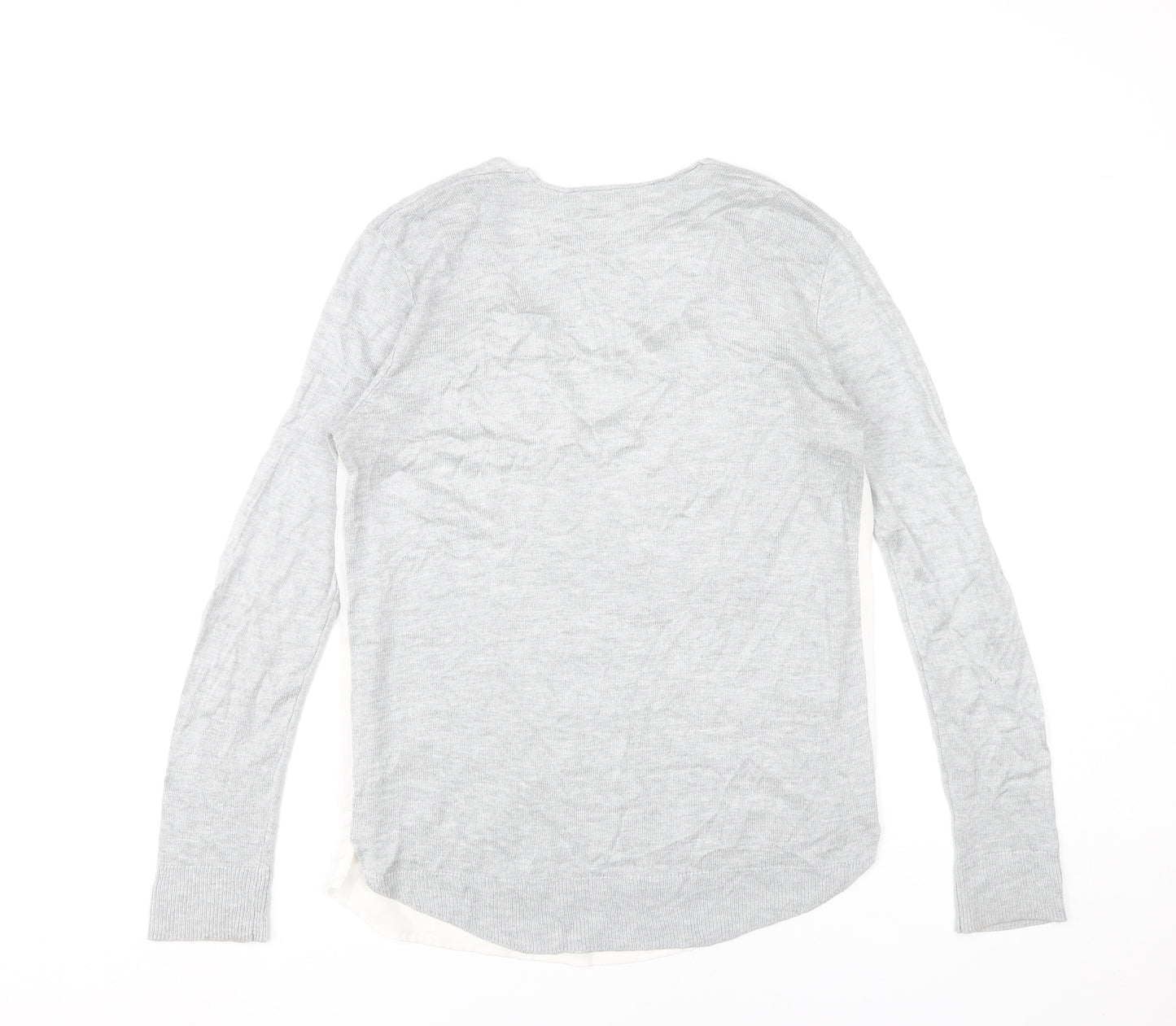 Retrology Women’s Grey V-Neck Pullover Jumper Size S Acrylic Rayon