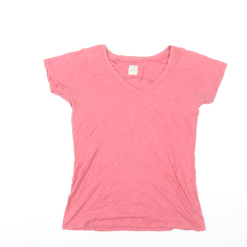 Zara Women’s Pink V-Neck Short Sleeve Cotton T-Shirt Size S