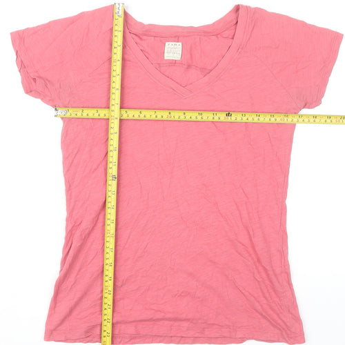 Zara Women’s Pink V-Neck Short Sleeve Cotton T-Shirt Size S