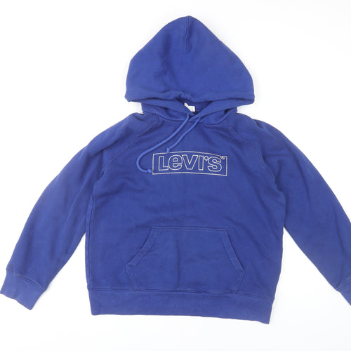 Levi's Women Blue Pullover Hoodie Small Logo Raglan Sleeve