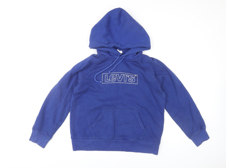 Levi's Women Blue Pullover Hoodie Small Logo Raglan Sleeve