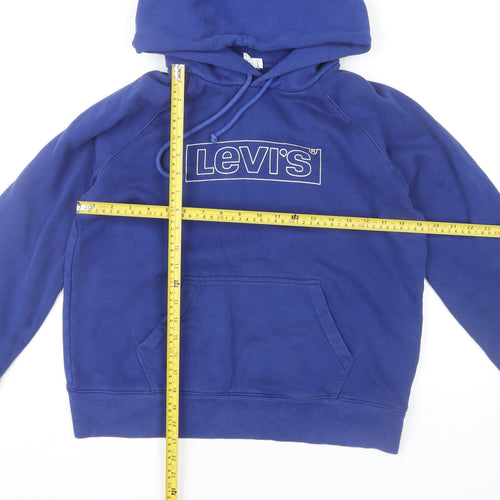 Levi's Women Blue Pullover Hoodie Small Logo Raglan Sleeve