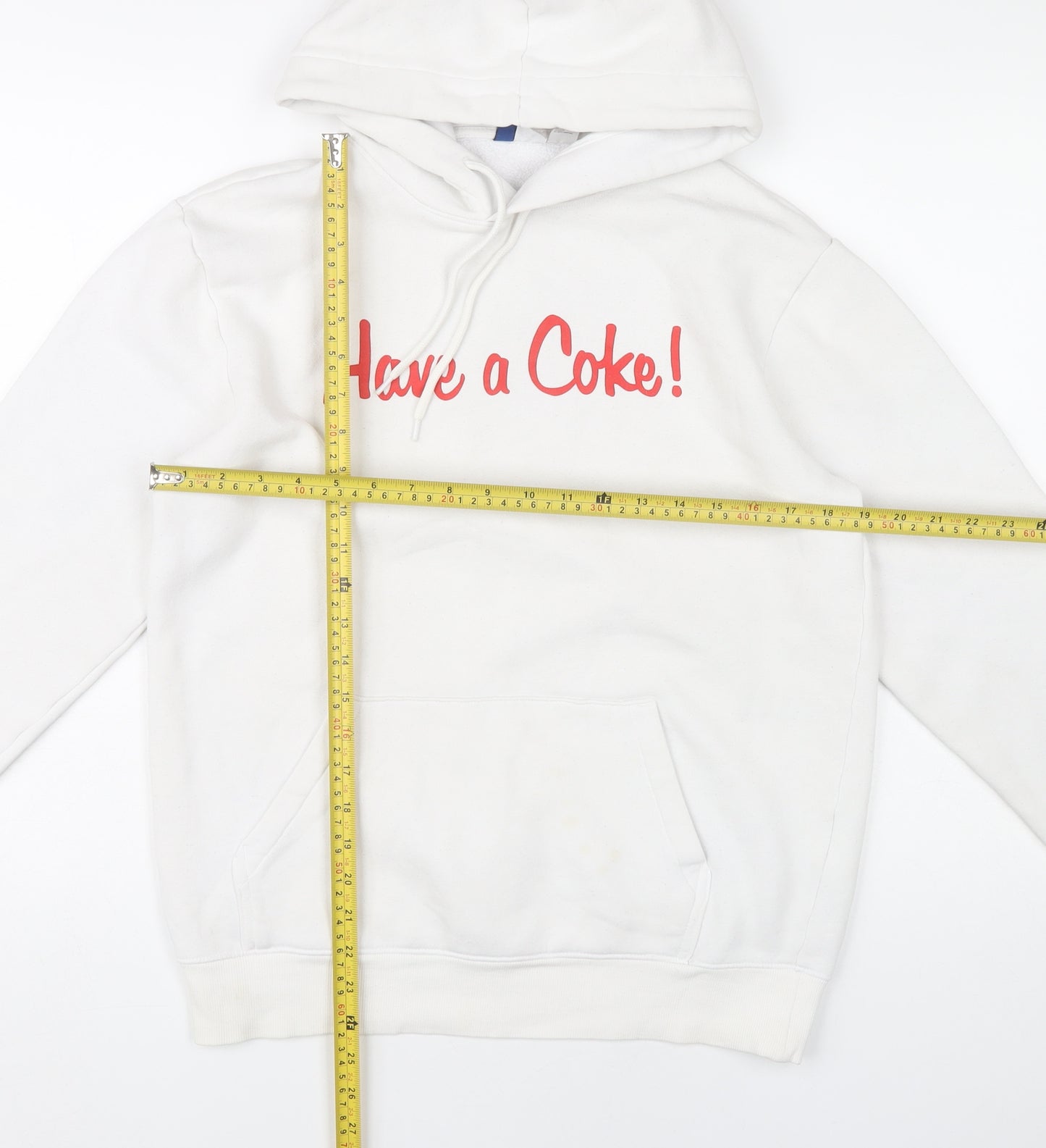 H&M Divided Coca-Cola White Hoodie Women S Pullover Logo Graphic