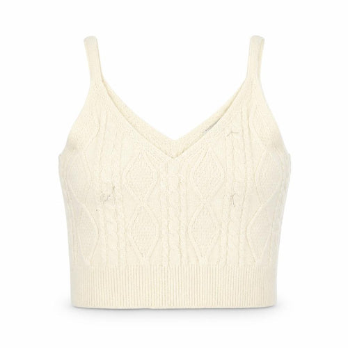 Stradivarius Women’s Ivory Knit Cropped Tank Top Size M