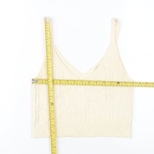 Stradivarius Women’s Ivory Knit Cropped Tank Top Size M