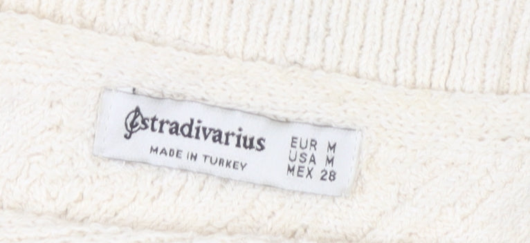 Stradivarius Women’s Ivory Knit Cropped Tank Top Size M