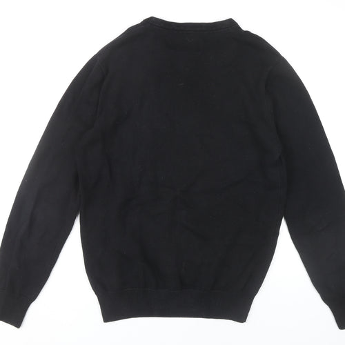 Retro Club Mens Black V-Neck Pullover Jumper L Cotton Blend