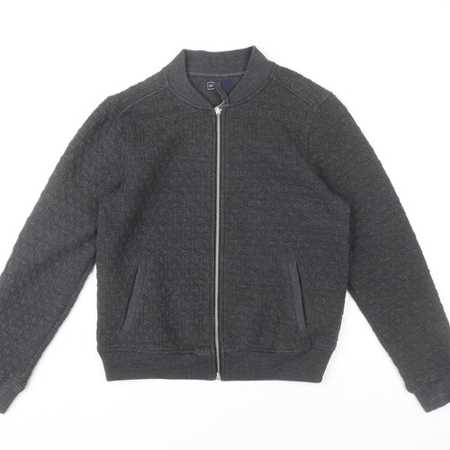 GAP Women’s Grey Bomber Jacket Size S Full Zip Pockets Casual